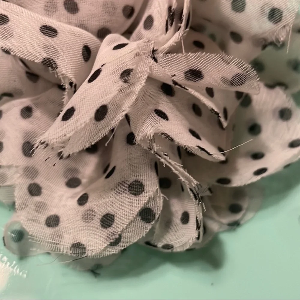 Small Polka Dot Fabric Hair Flower Clip/Pin - Picture 5 of 5